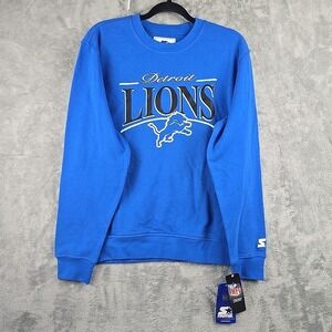 Detroit Lions Crewneck Sweatshirt Womens Small Blue Starter Graphic NFL NWT